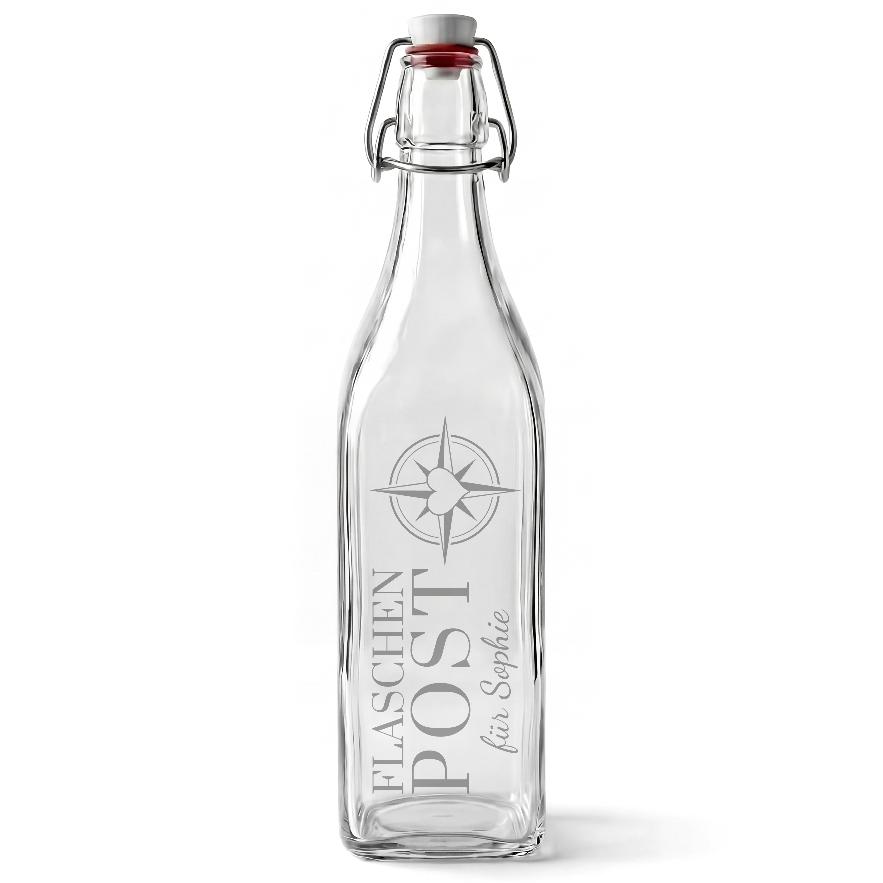 B&uuml;gelflasche mit Gravur