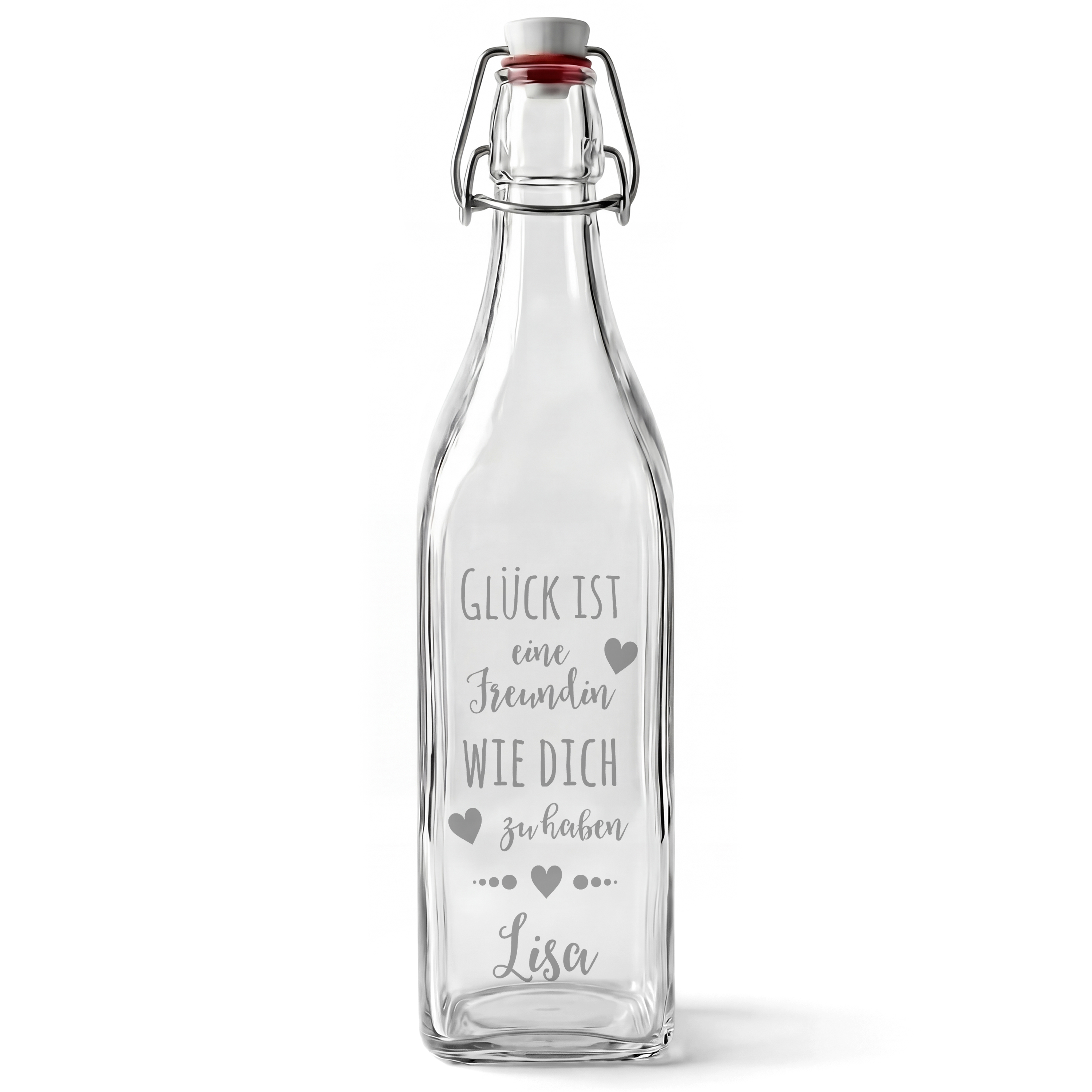 B&uuml;gelflasche mit Gravur