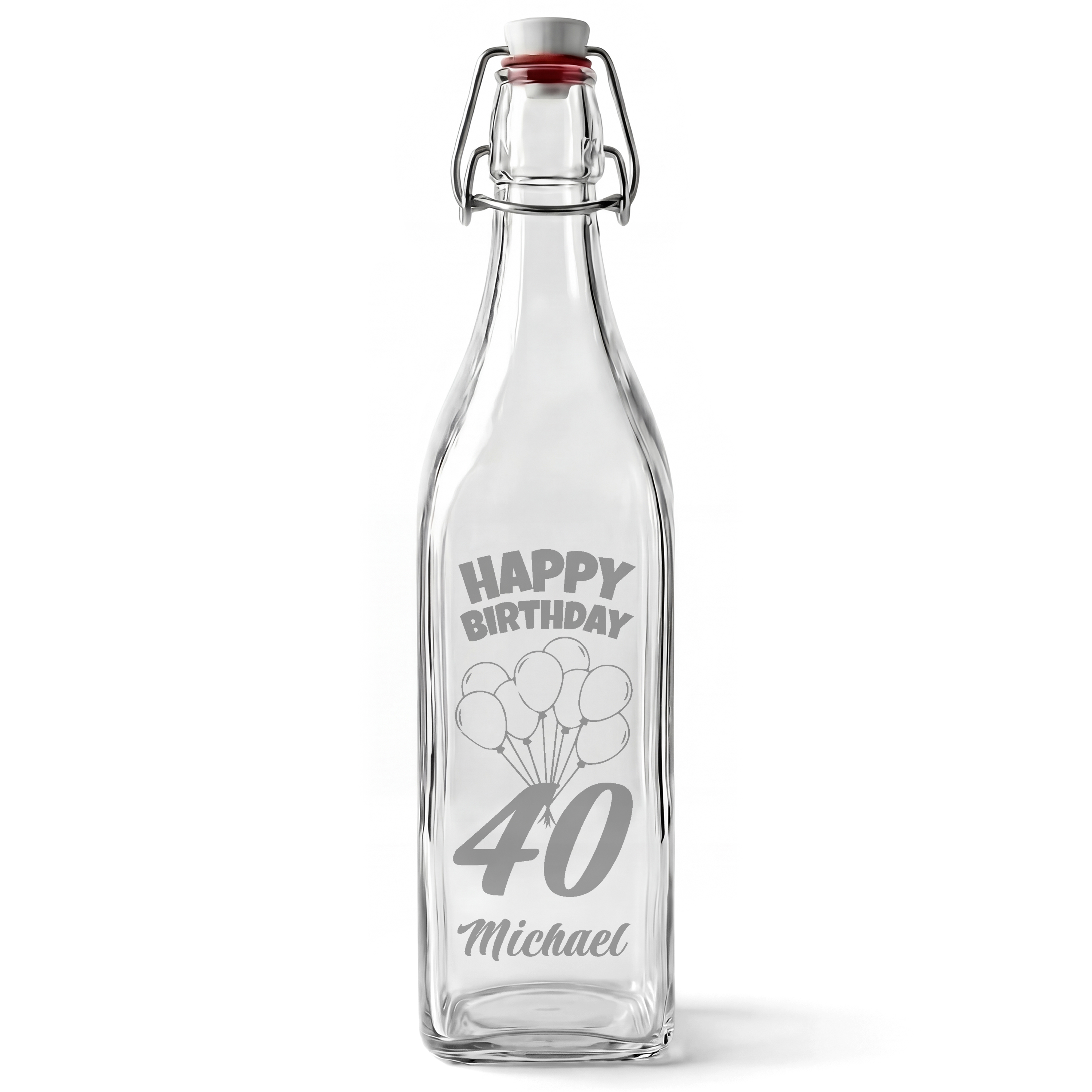 B&uuml;gelflasche mit Gravur