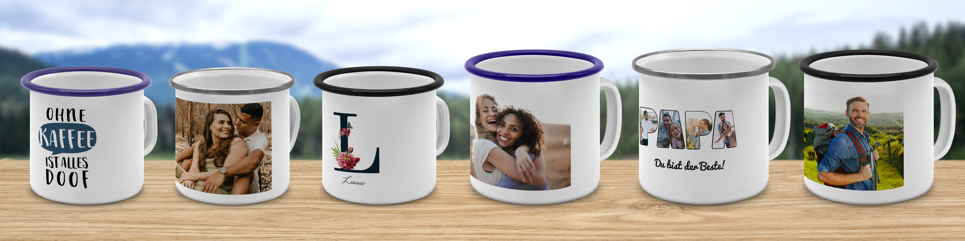 Emaille Tasse bedrucken – personalisierte Emaille-Fototasse von PhotoFancy