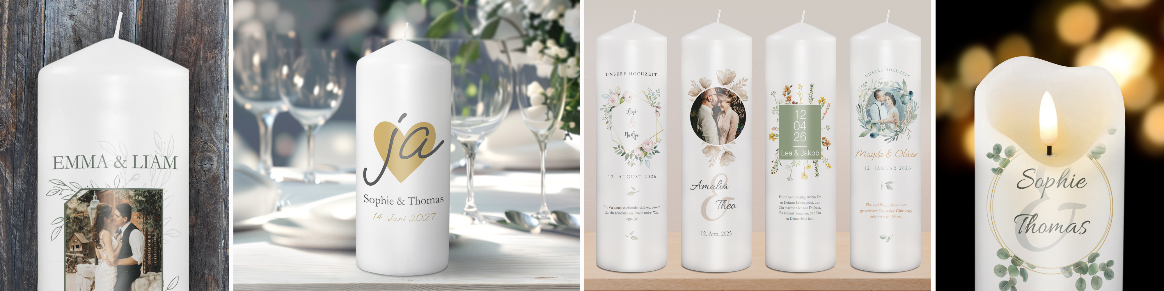 Hochzeitskerze selbst gestalten &ndash; eure Traukerze mit Foto, Namen und Datum