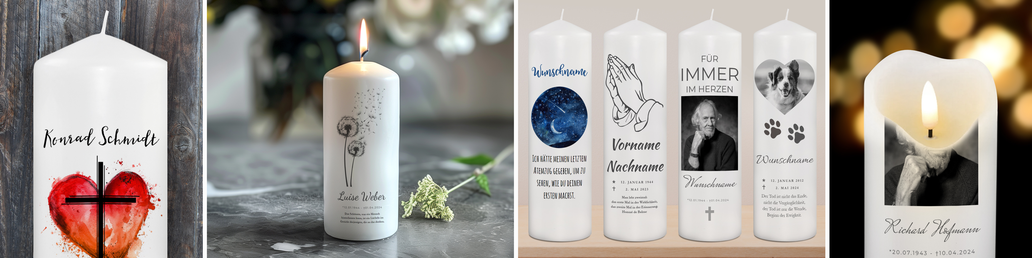 Personalisierte Trauerkerzen