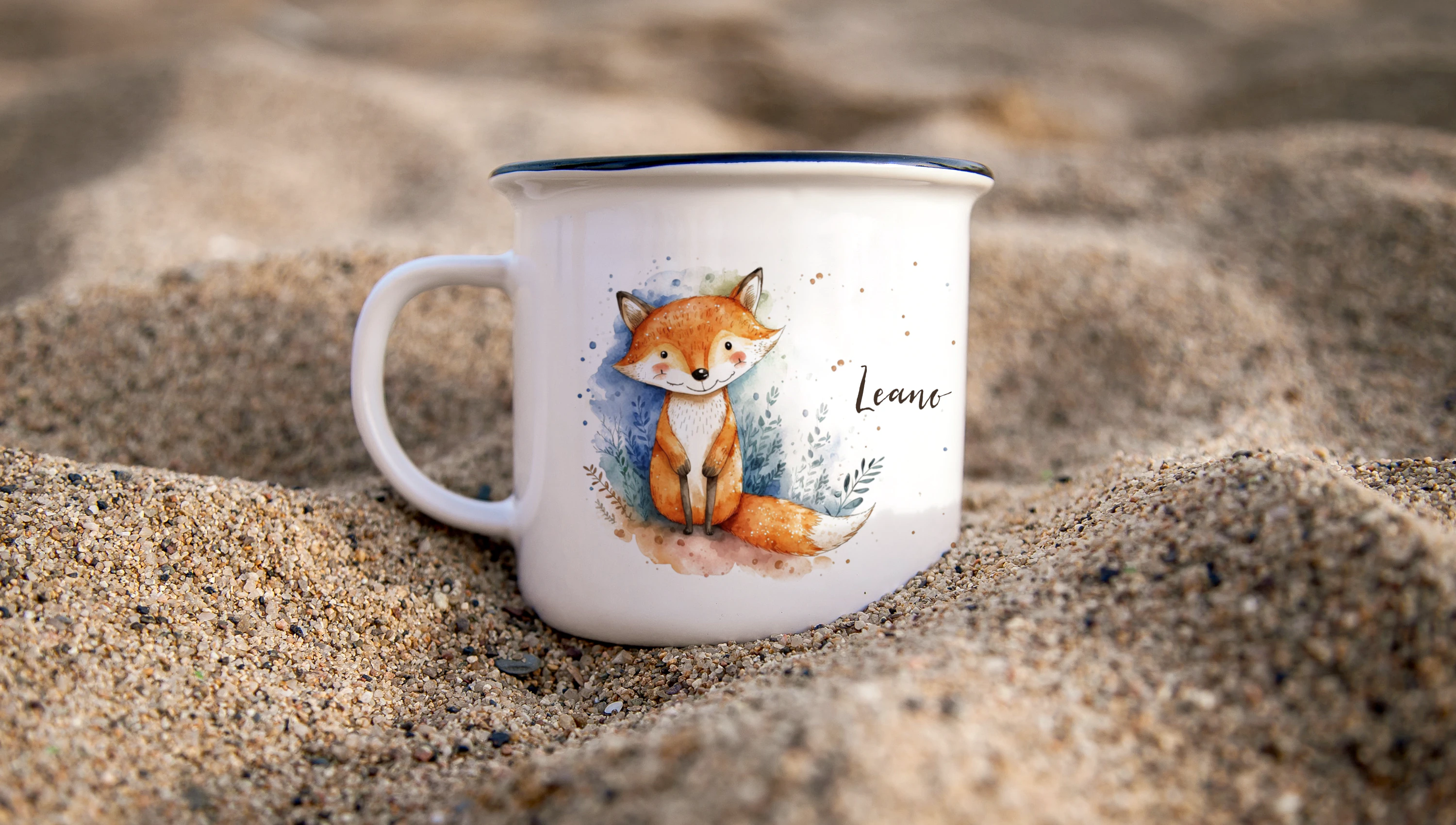 Emaille-Tasse selbst gestalten: Foto, Text und Designs im Online-Konfigurator