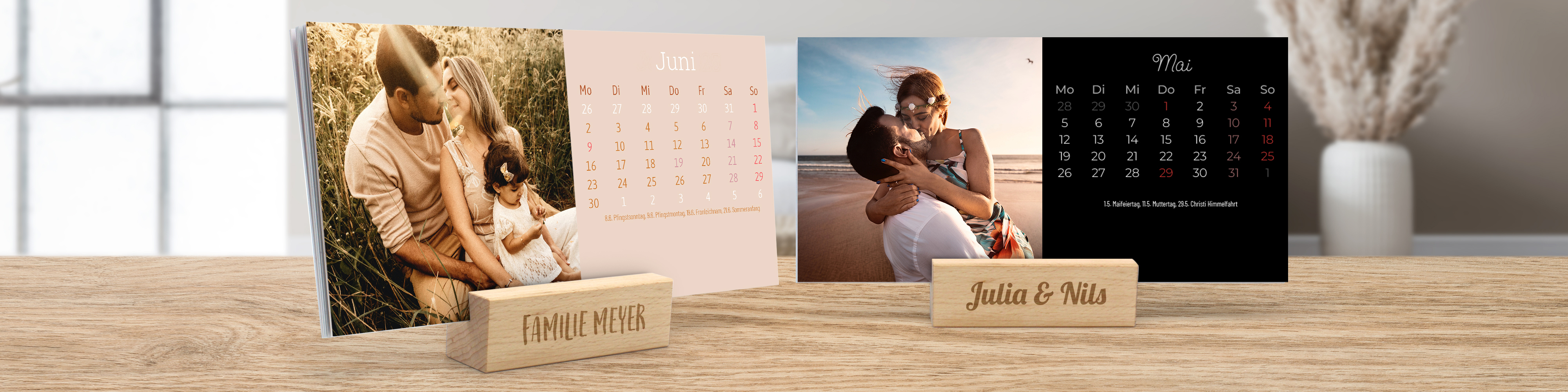 Tischkalender mit Holzfuß selbst gestalten