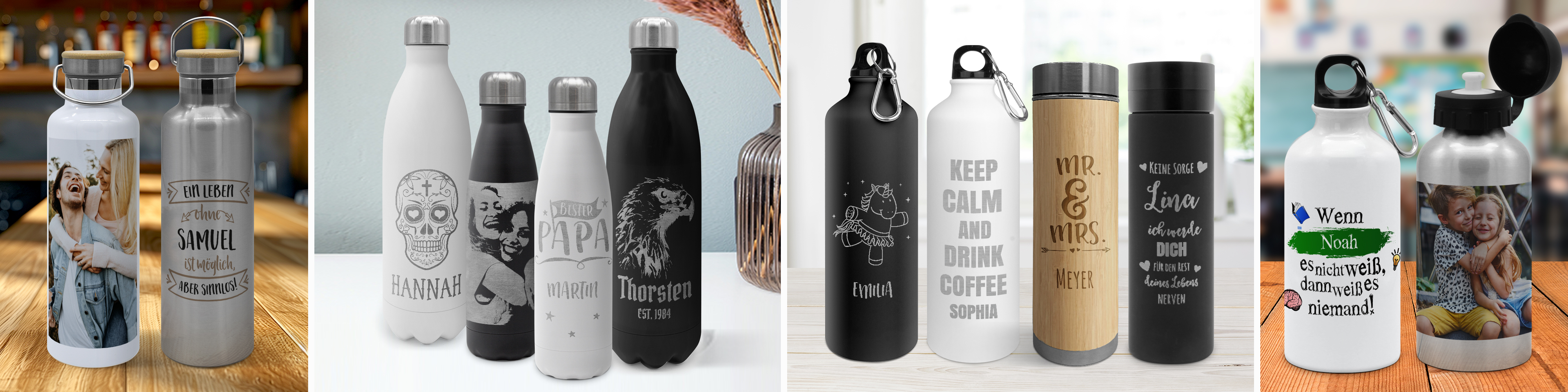 Trinkflaschen mit Foto oder Namen selbst gestalten
