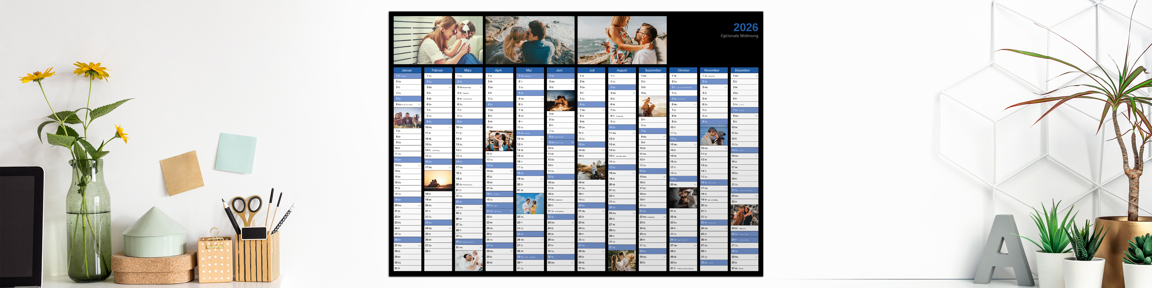 Jahresplaner 2026 mit Fotos gestalten – alle 12 Monate auf einen Blick