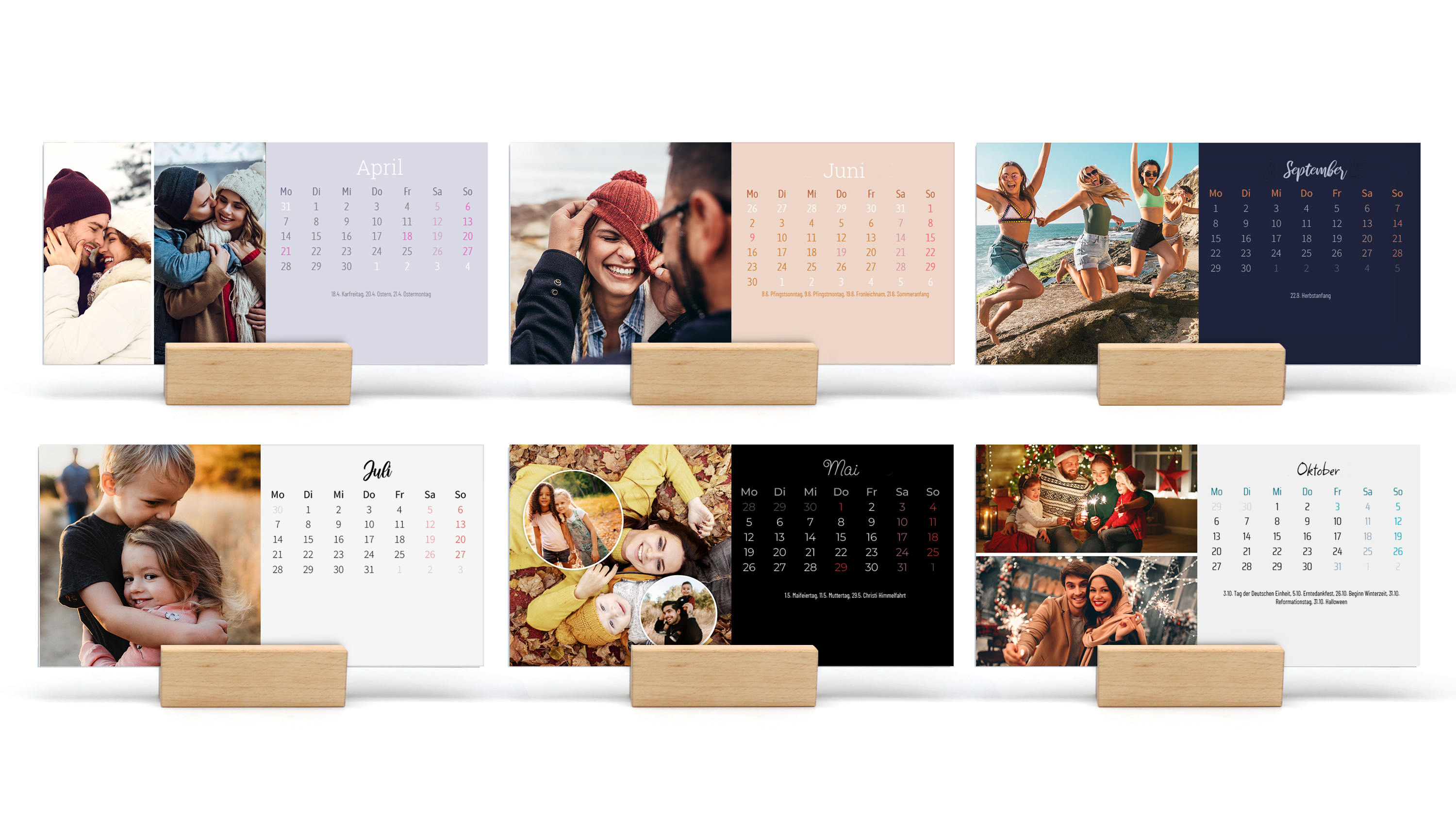 Tischkalender „Holz“: Tischkalender mit Holzfuß gestalten