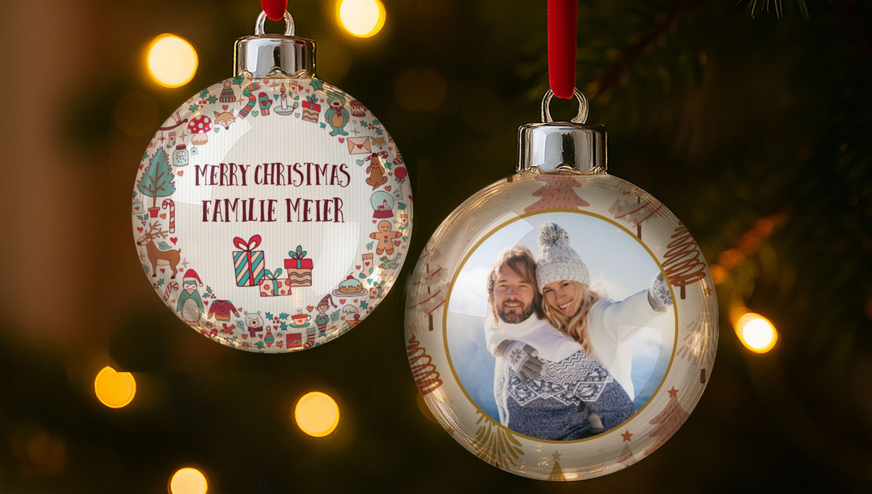 Christbaumkugel mit eigenem Foto als liebevolles Weihnachtsgeschenk