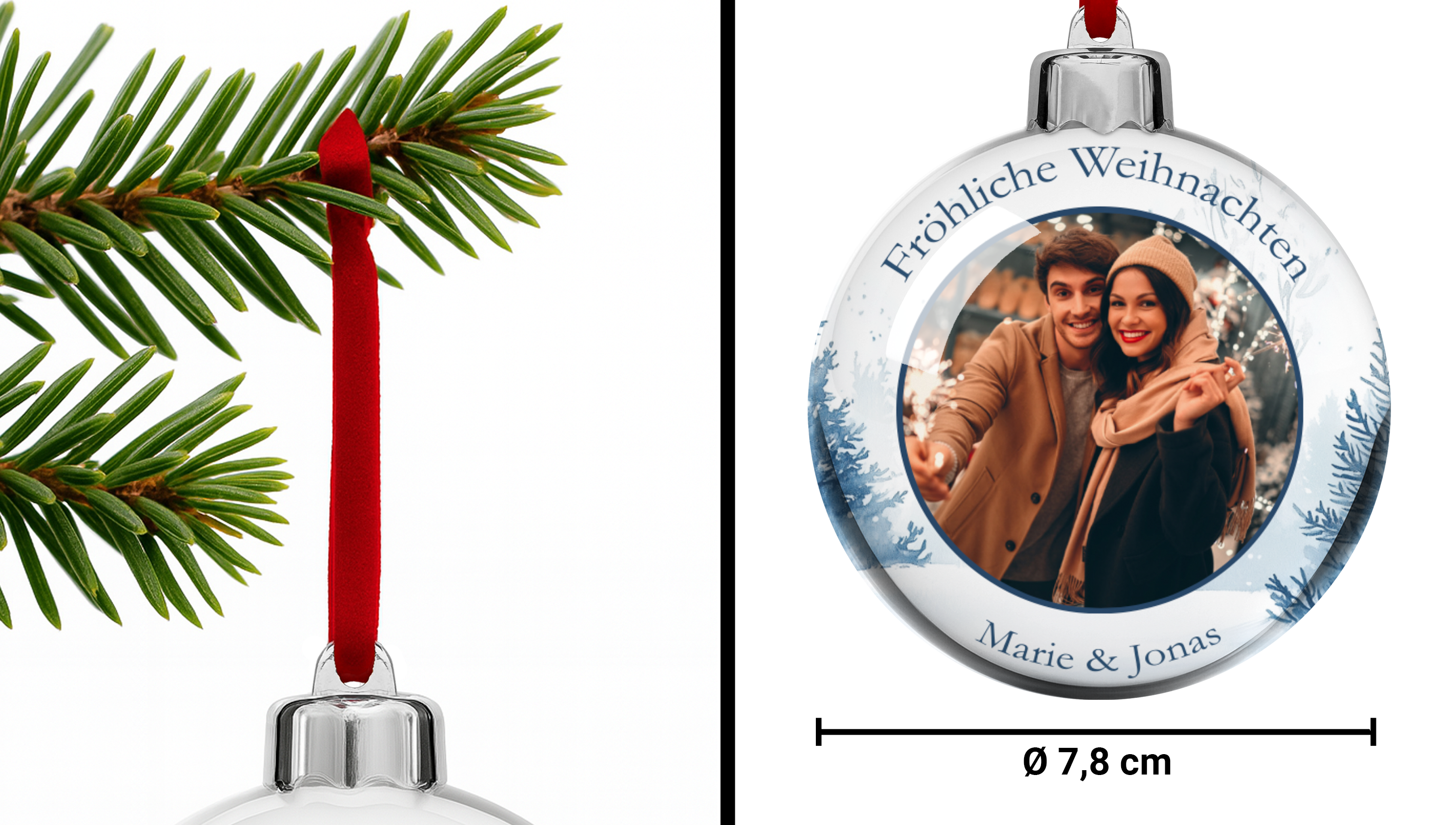 Foto-Weihnachtskugel personalisieren und selbst gestalten